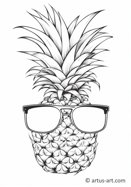 Ausmalbild Ananas mit Sonnenbrille